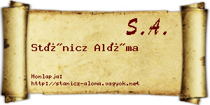 Stánicz Alóma névjegykártya